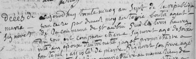 1799-décès de Marie Signoret